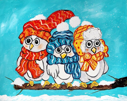 Adorable Winter Owls Paint Party